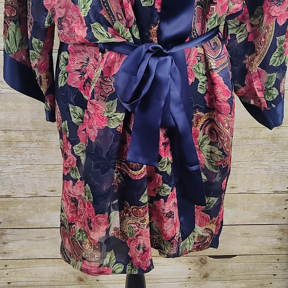 Vintage Victoria's Secret Gold Label Sheer Floral & Paisley Robe